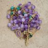 Thanksgiving Gift: Vintage-Style Purple Crystal & Cloisonné Rosary with Floral Cross and Marian Center