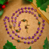 Vintage-Style Purple Crystal & Cloisonné Rosary with Floral Cross and Marian Center