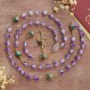 Thanksgiving Gift: Vintage-Style Purple Crystal & Cloisonné Rosary with Floral Cross and Marian Center