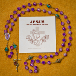 Thanksgiving Gift: Vintage-Style Purple Crystal & Cloisonné Rosary with Floral Cross and Marian Center
