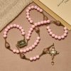 Elegant Pink Beads Faithful Rosary with Divine Mercy for Spiritual Comfort