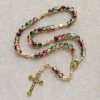 Christmas Gift: Christmas Glass Bead Rosary: Our Lady of Guadalupe Medal & Golden Crucifix