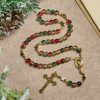 Christmas Glass Bead Rosary: Our Lady of Guadalupe Medal & Golden Crucifix
