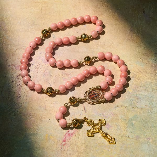 Mary's Light Pink Ceramic Rosary: Celebrate Christmas with Grace and Hope