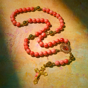 Mary's Light Pink Ceramic Rosary: Celebrate Christmas with Grace and Hope