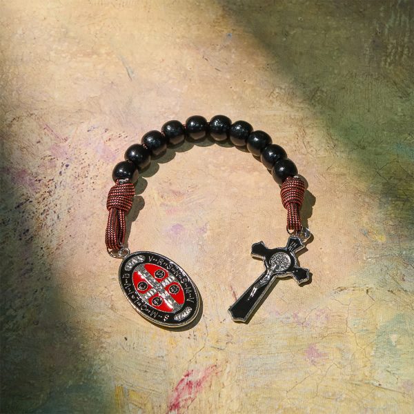 Faith Defender Paracord Pocket Rosary with St. Benedict: Shield of Christ