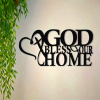 God Bless Our Home Metal Wall Decor with Cross & Heart Design