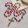 Nativity Faith Red and Green Beads Rosary: Guided by the Holy Family