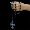 Christianartworkshop Miraculous Medal & Cross of 8 mm Polyhedron Blue Crystal Alloy Chain Rosary