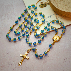 St. Benedict Medal & Crucifix of 8 mm Round Multicolor Acrylic Alloy Chain Rosary