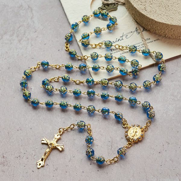 Christianartworkshop St. Benedict Medal & Crucifix of 8 mm Round Multicolor Acrylic Alloy Chain Rosary