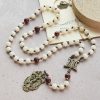White Bodhi & Brown Wood Sacred Harmony Rosary with Antique Our Lady