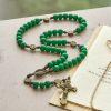 Matte Green Rubber Beads Rosary with St. Benedict Protection