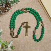 Matte Green Rubber Beads Rosary with St. Benedict Protection