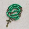 Matte Green Rubber Beads Rosary with St. Benedict Protection