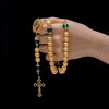 Christianartworkshop Elegant Matte Golden Pearl Rosary with St. Therese and Crucifix