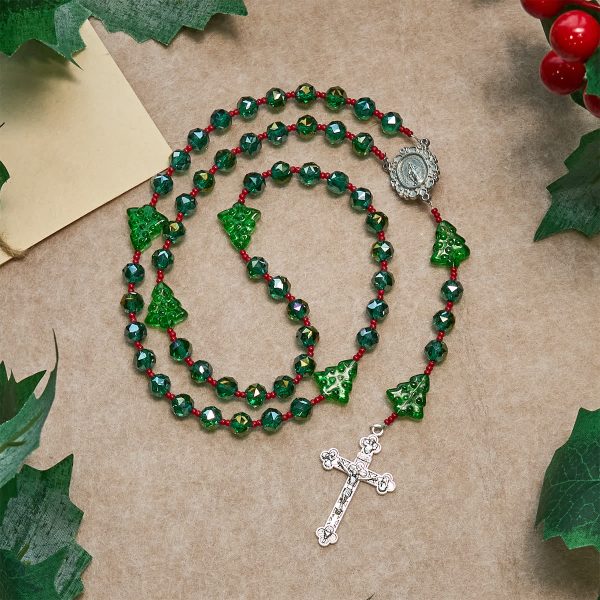 Joyful Green Tree of Hope Christmas Rosary: Celebrate Christ's Birth