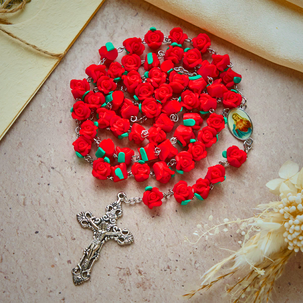 Soft Clay Rose Rosary: Floral Devotion & Handcrafted Spiritual Connection