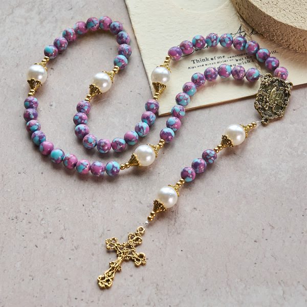 Royal Faith Purple Emperor Stone Custom Rosary with Personalized JESUS Letter