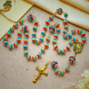 Christmas Rainbow Beads Rosary with Golden Cross: Devotion & Vibrant Faith
