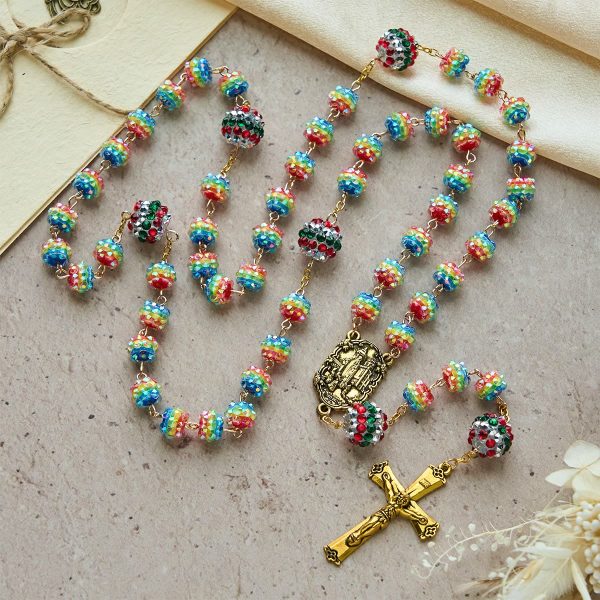 Christmas Rainbow Beads Rosary with Golden Cross: Devotion & Vibrant Faith