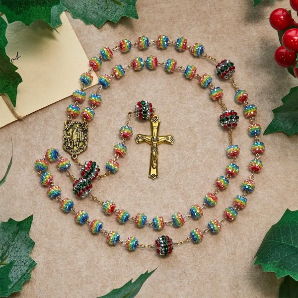 Christmas Rainbow Beads Rosary with Golden Cross: Devotion & Vibrant Faith
