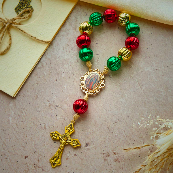 Christmas Pocket Rosary & Car Charm: Devotion & Festive Grace