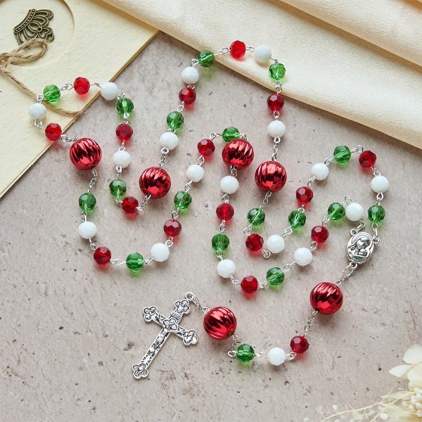 Christmas Crystal Rosary with Cross: Faithful Celebration & Heavenly Bond