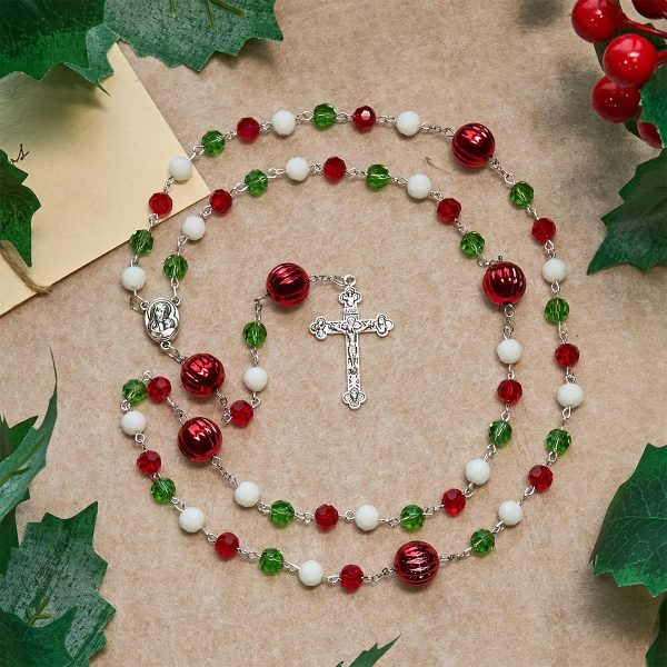 Christmas Crystal Rosary with Cross: Faithful Celebration & Heavenly Bond
