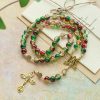 Christmas Glass Rosary with Cross: Faithful Celebration & Festive Luster