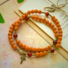 Peach Blossom Bead Rosary Bracelet: Devotion & Earthy Grace