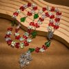 Christmas Gift: Blessed Christmas Tree Rosary with Crystal Butterfly Beads