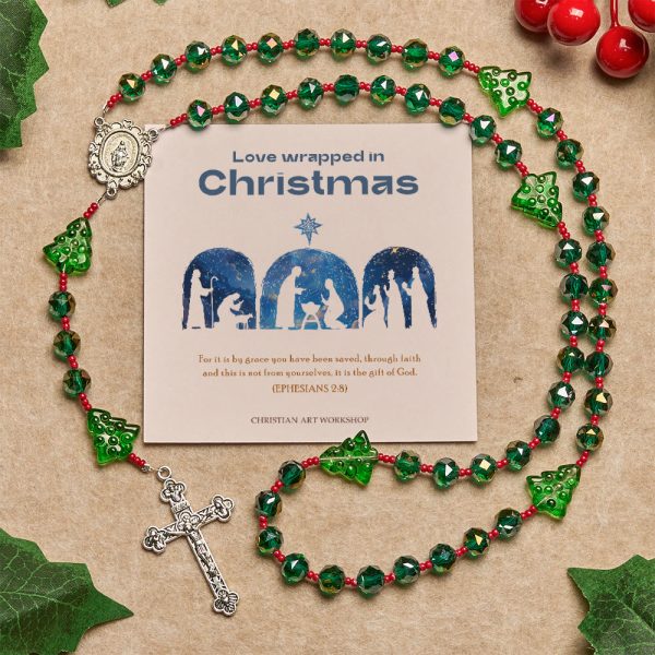 Christmas Gift: Joyful Green Tree of Hope Christmas Rosary: Celebrate Christ's Birth
