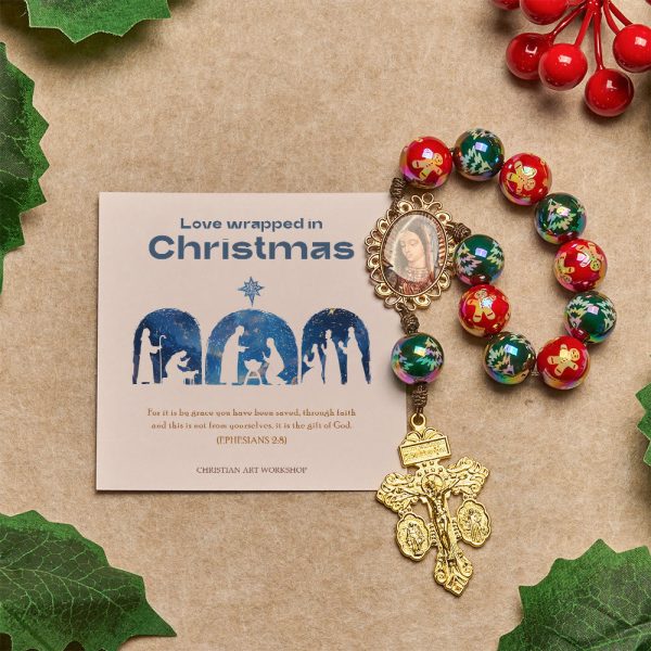 Christmas Gift: Christmas Devotion Red Green Holiday Beads Pocket Rosary: Pray anywhere, anytime