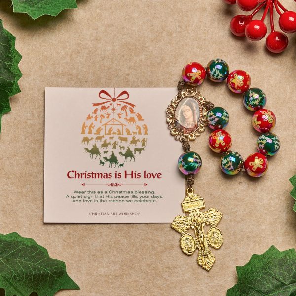 Christmas Gift: Christmas Devotion Red Green Holiday Beads Pocket Rosary: Pray anywhere, anytime