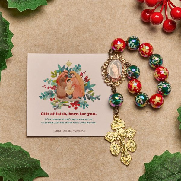 Christmas Gift: Christmas Devotion Red Green Holiday Beads Pocket Rosary: Pray anywhere, anytime