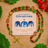 Christmas Gift: Christmas Atmosphere Rosary: Colorful Beads & Ornate Golden Crucifix