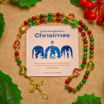 Christmas Gift: Christmas Atmosphere Rosary: Colorful Beads & Ornate Golden Crucifix