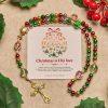 Christmas Gift: Christmas Atmosphere Rosary: Colorful Beads & Ornate Golden Crucifix