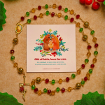 Christmas Gift: Vintage Red Green Faceted Beads Christmas Rosary with Our Lady & Rose Crucifix