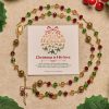 Christmas Gift: Vintage Red Green Faceted Beads Christmas Rosary with Our Lady & Rose Crucifix