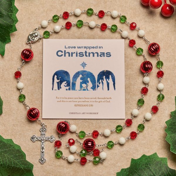 Christmas Gift: Faithful Celebration & Heavenly Bond Crystal Rosary with Cross