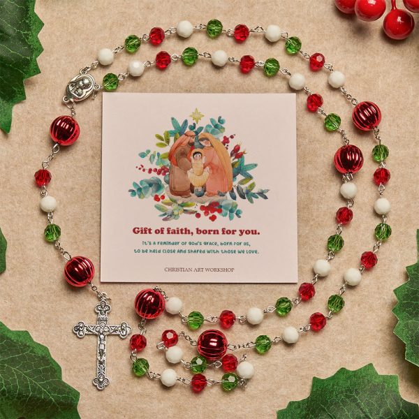Christmas Gift: Faithful Celebration & Heavenly Bond Crystal Rosary with Cross