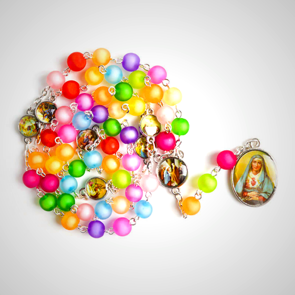 Seven Sorrow Religious Medal Multicolor Rosary