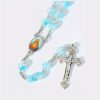 Celestial Blue Glass Beads Rosary with Jesus Heart & Crucifix