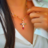 Bible 12 Gemstones Cross Pendant Necklace