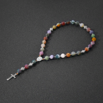 Miraculous Medal & Crucifix of 8 mm Round Multicolor Stone Nylon Cord Rosary