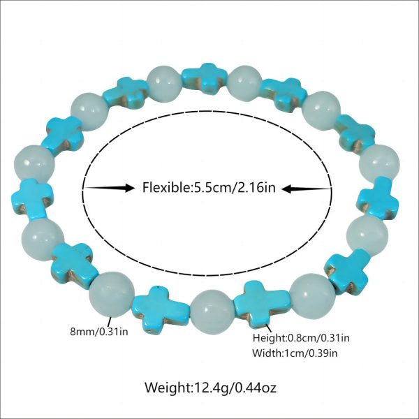 Christianartworkshop Turquoise Cross with Luminous Pearls Bracelet