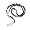 St. Benedict Medal & Cross of 8 mm Round Black Volcanic Stone Nylon Cord Rosary