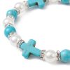 Christianartworkshop Pearl & Turquoise Cross Healing Energy Bracelet